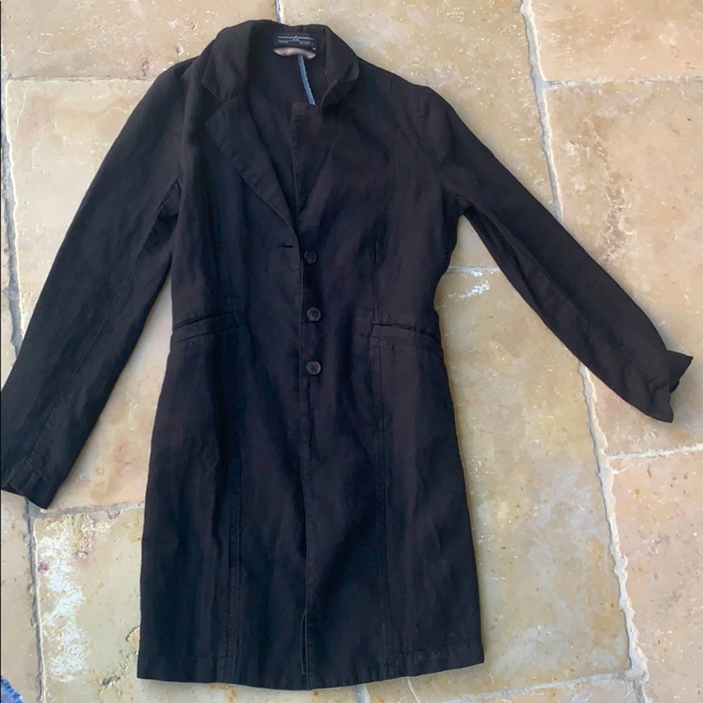 Peruvian connection black linen duster